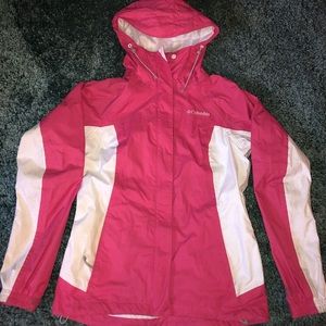Pink/ White Columbia Rain Jacket